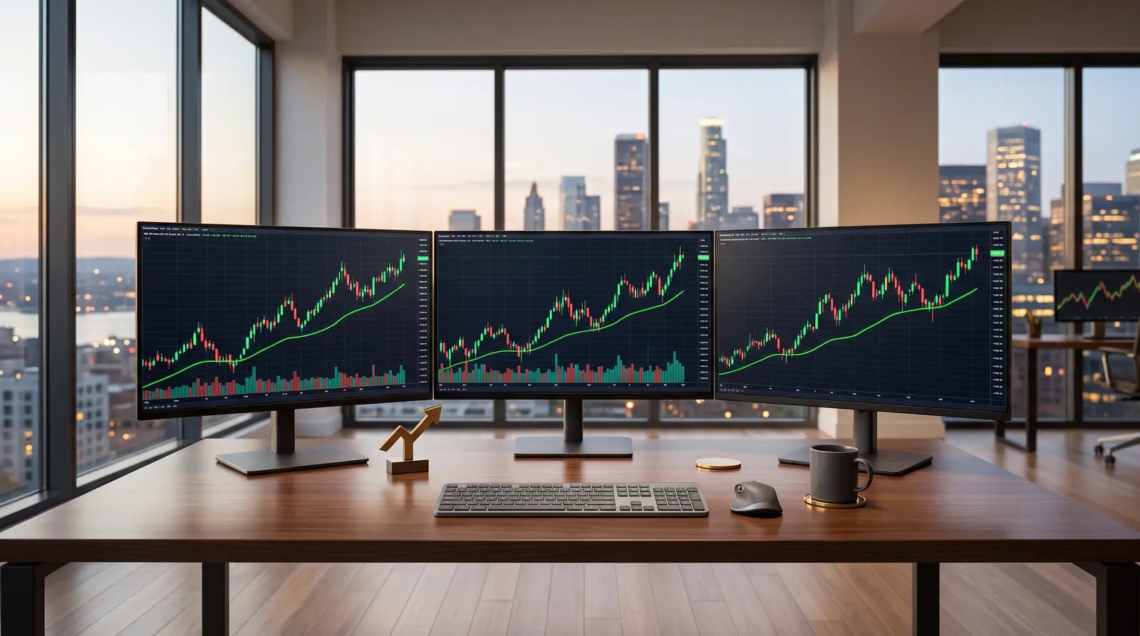 Modern trading setup showing financial charts, representing the best Topstep alternatives in 2026.