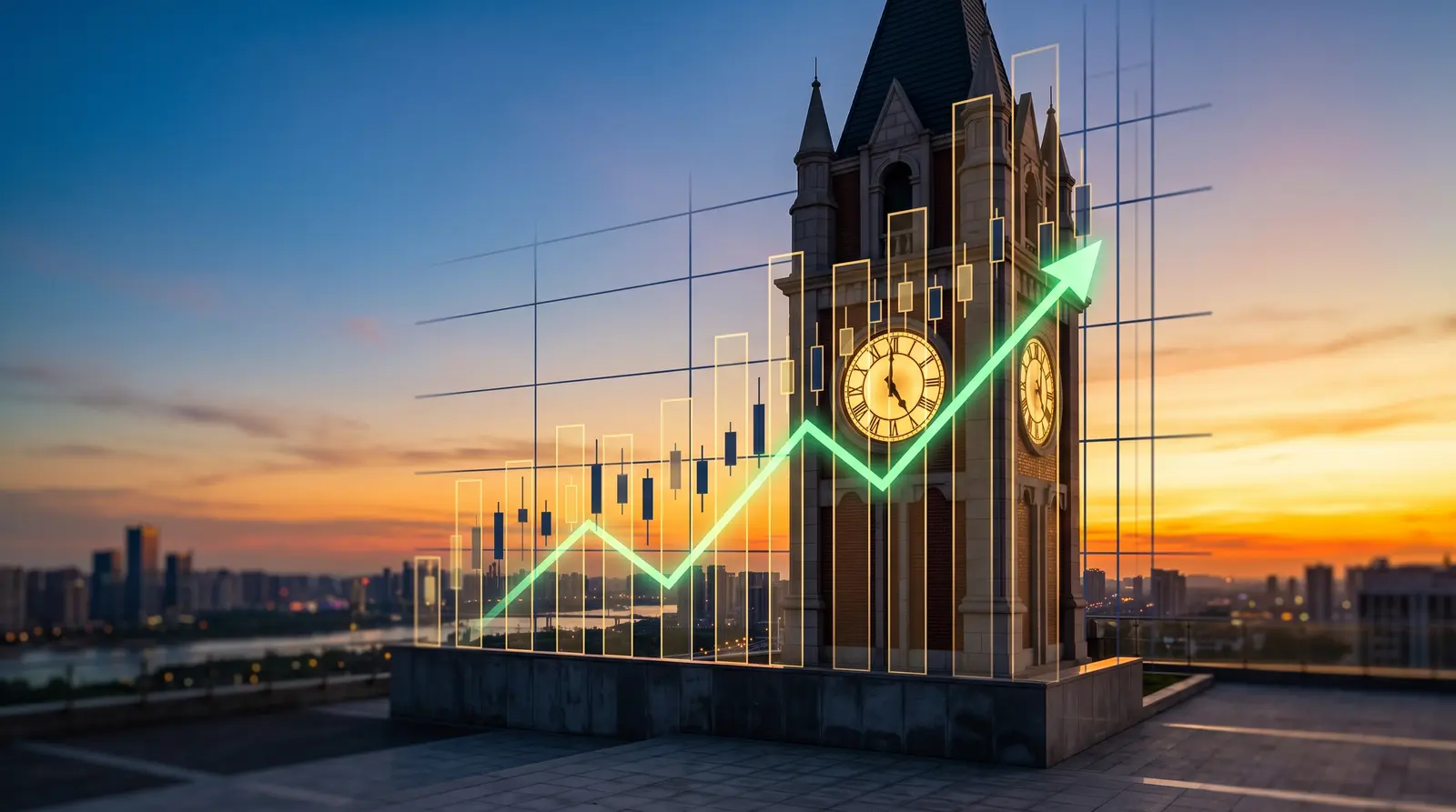 Abstract representation of financial market stability and end-of-day trailing drawdown protection.