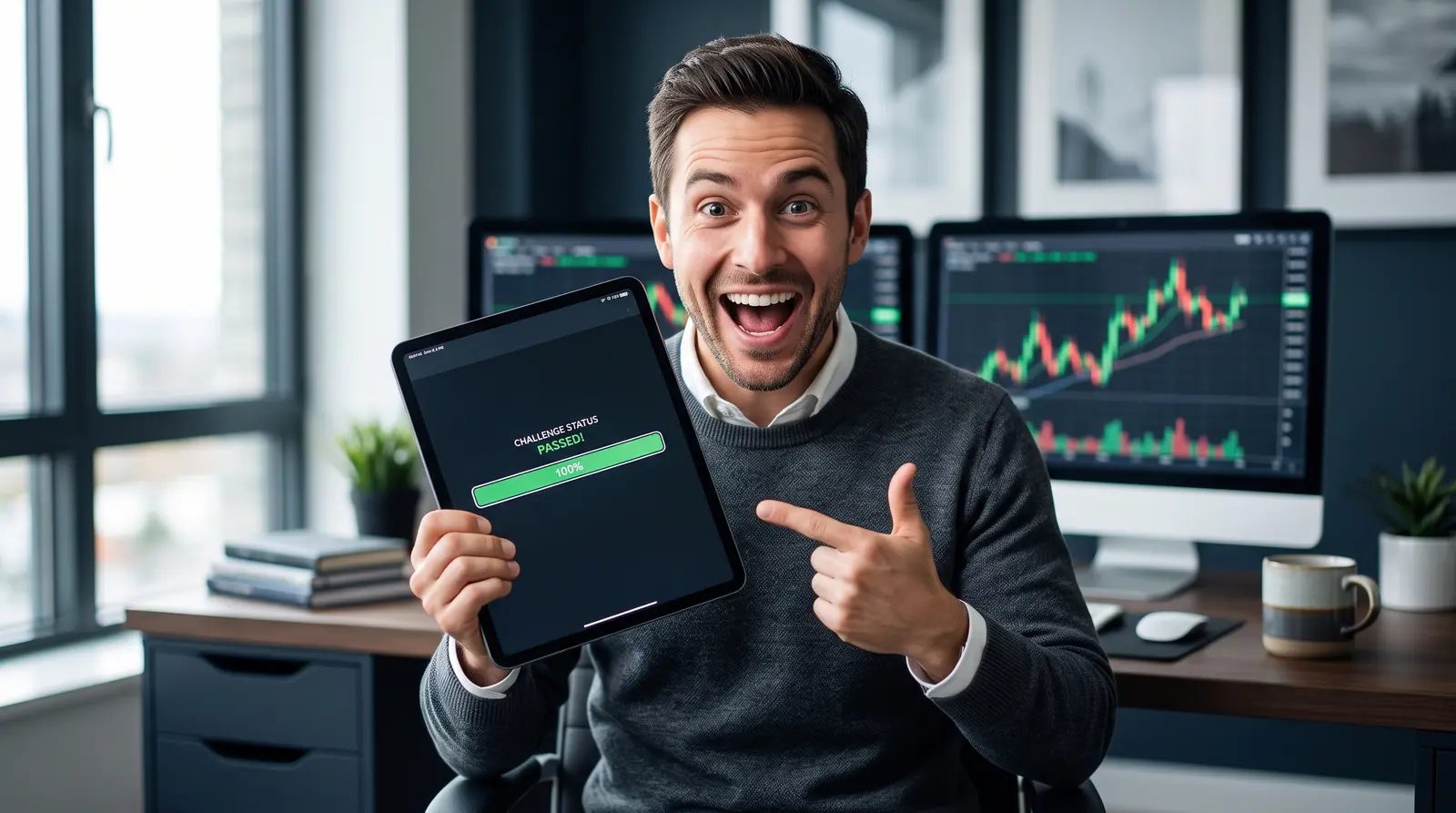 Digital interface highlighting progress in the Lucid Trading program comparison for futures traders.