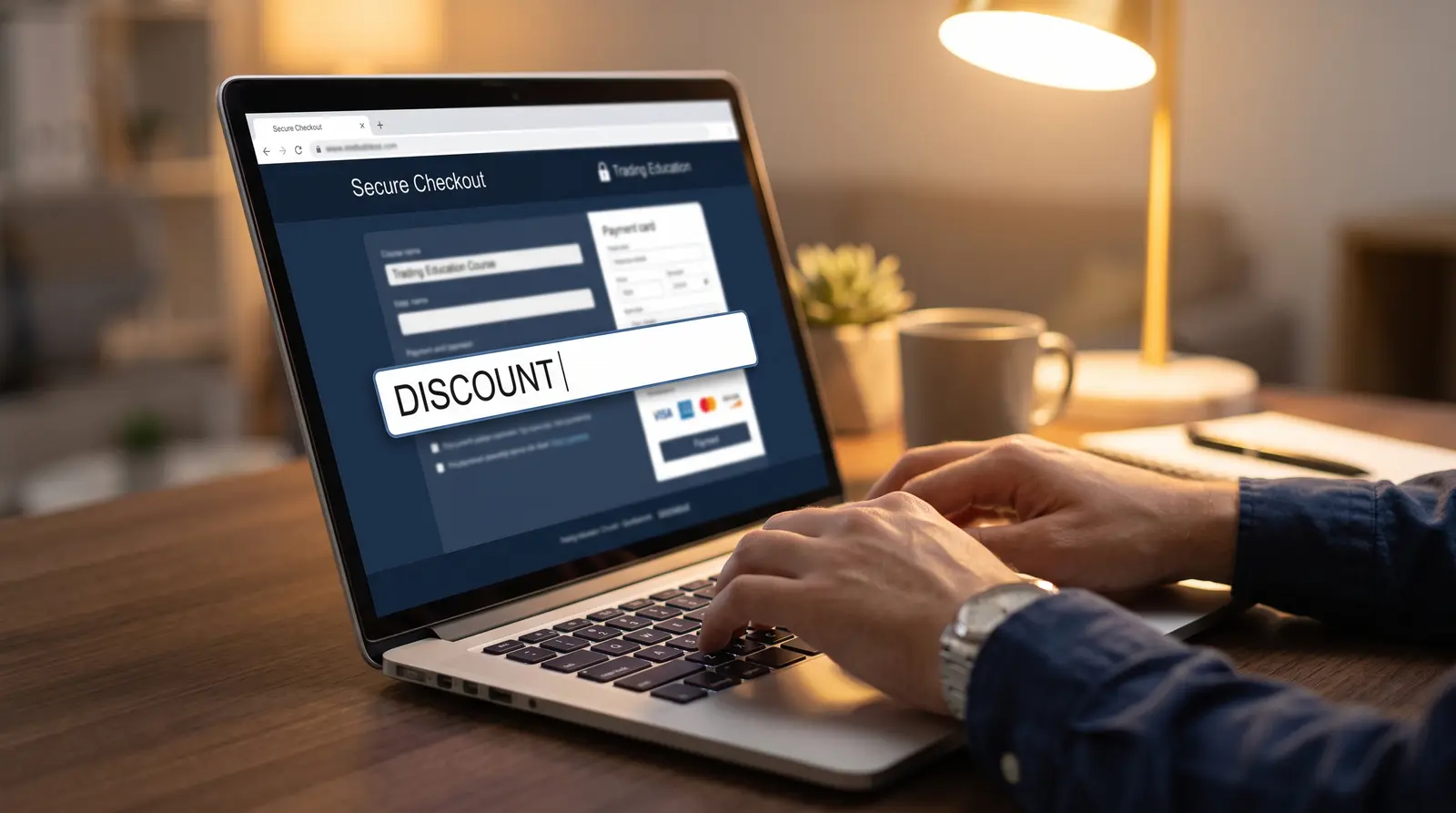 Applying a coupon code to secure the cheapest pricing on a futures evaluation.