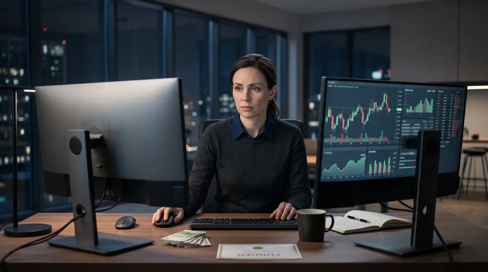 Modern trading setup showing advanced technical analysis for e8 perpetuals account types trading.