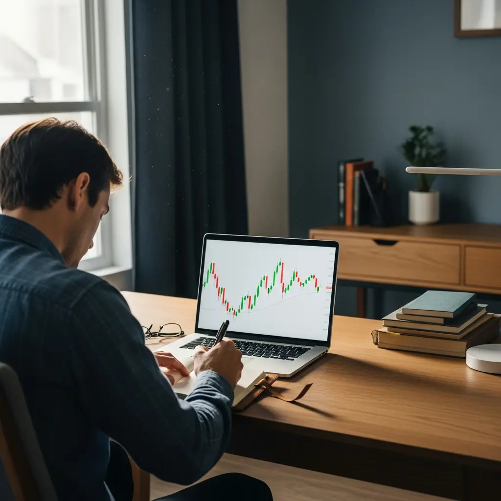 Focused trader demonstrating discipline and self-improvement, key to unlocking FTMO's hidden value.