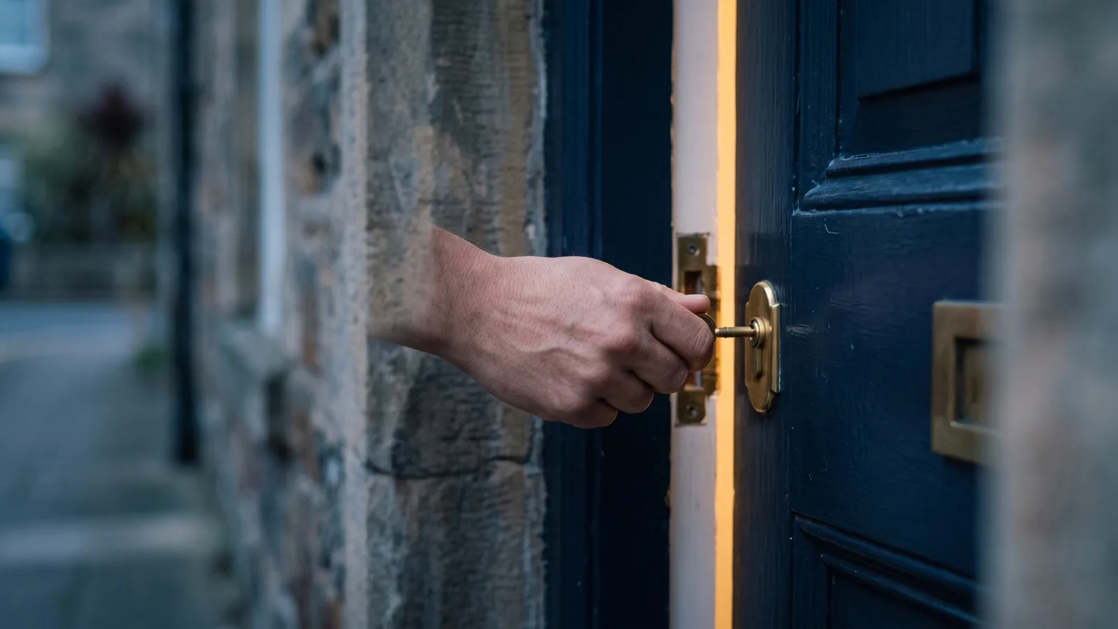 Hand turning a key in a front door, a picture of FundedNext Stellar Instant funding without a challenge