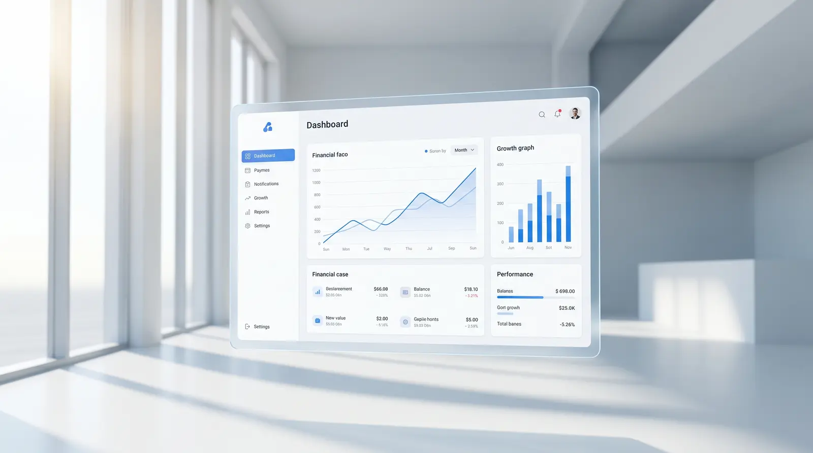 Digital interface showing growth and payouts for the FundedNext Stellar scaling program.