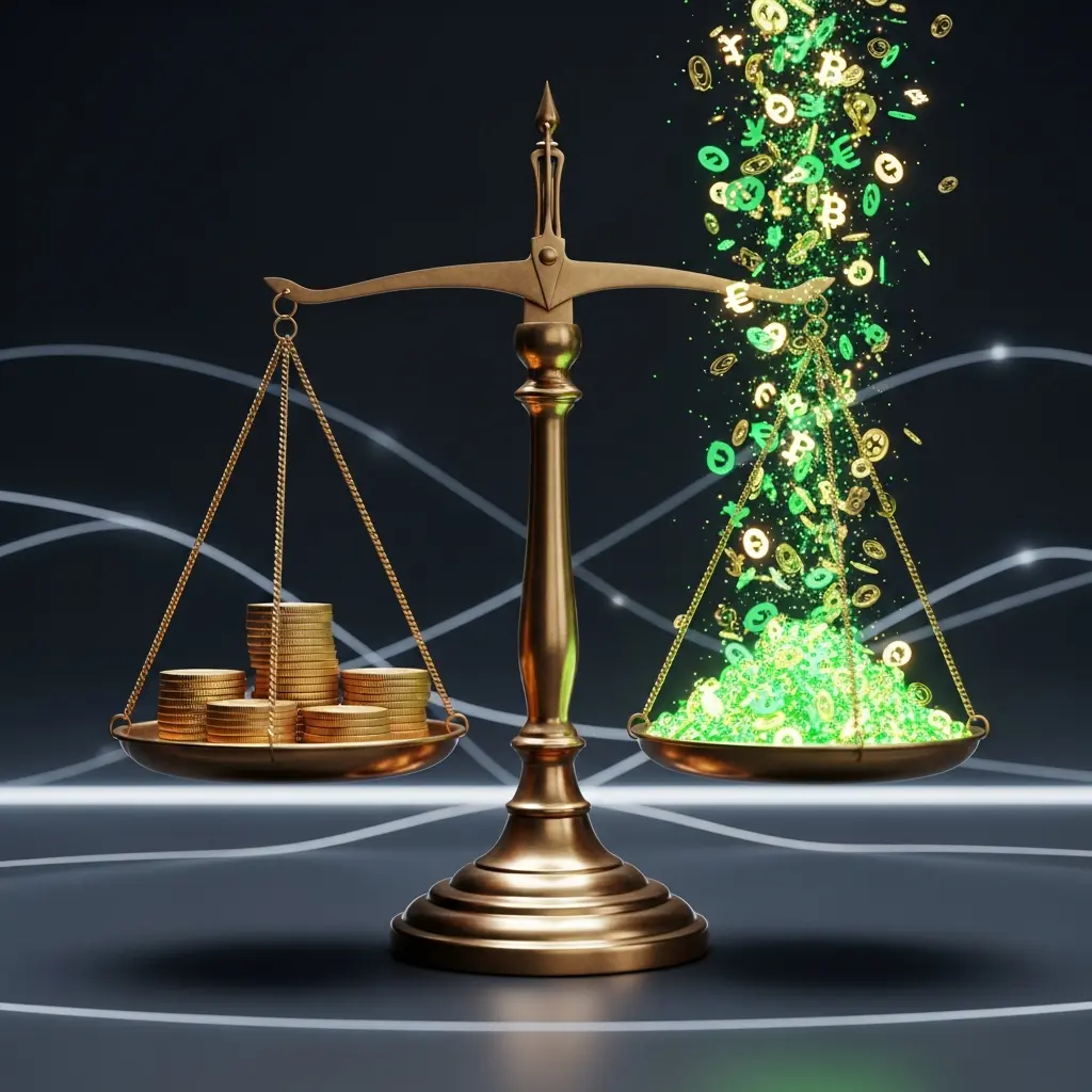 Visual representation of profit splits and rapid payouts, perhaps with money flowing quickly.
