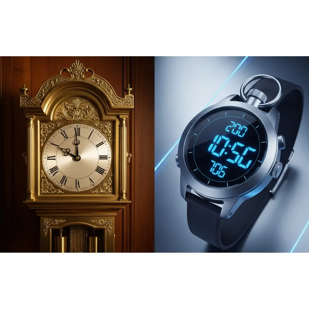 Abstract illustration contrasting speed (a fast car) and security (a strong vault) representing different philosophies.