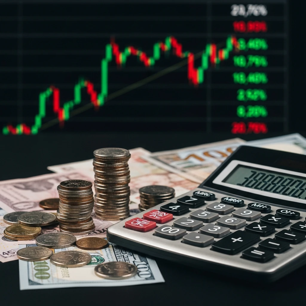 A financial calculator used for futures trading cost analysis, highlighting platform and broker expenses.