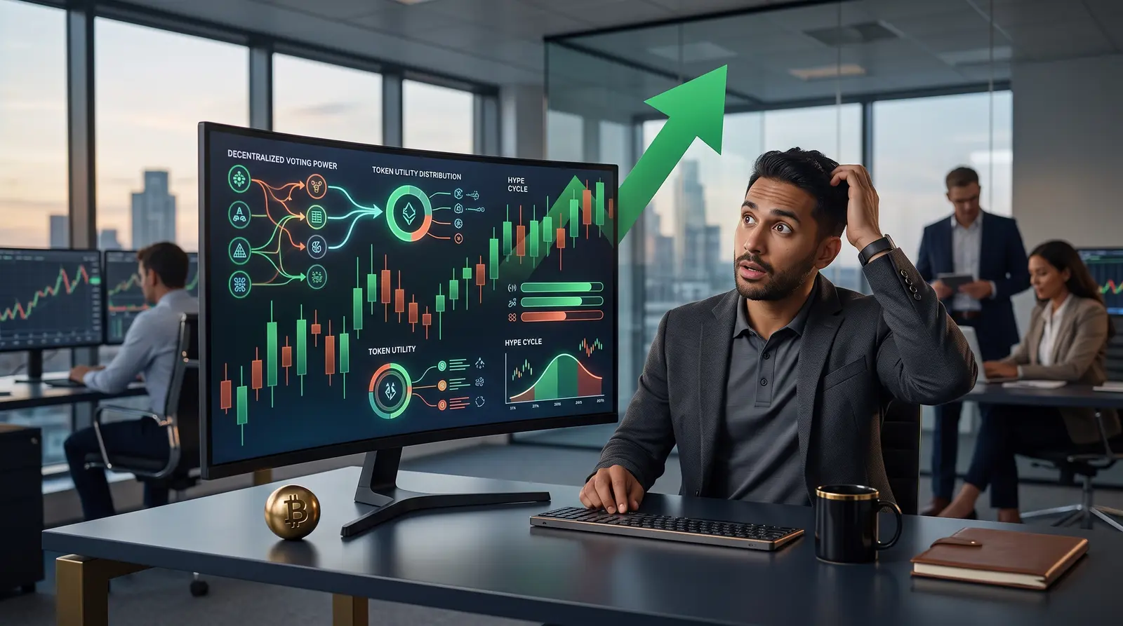 Financial monitor displaying HYPE token data and network governance metrics for the decentralized blockchain ecosystem.