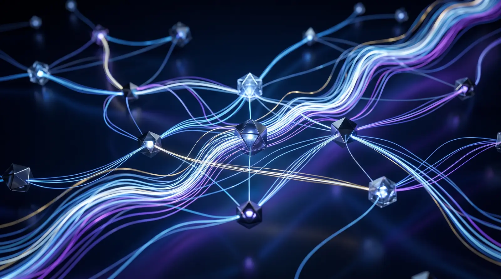 Abstract digital data nodes visualizing the high-speed execution of the Hyperliquid L1 blockchain architecture.