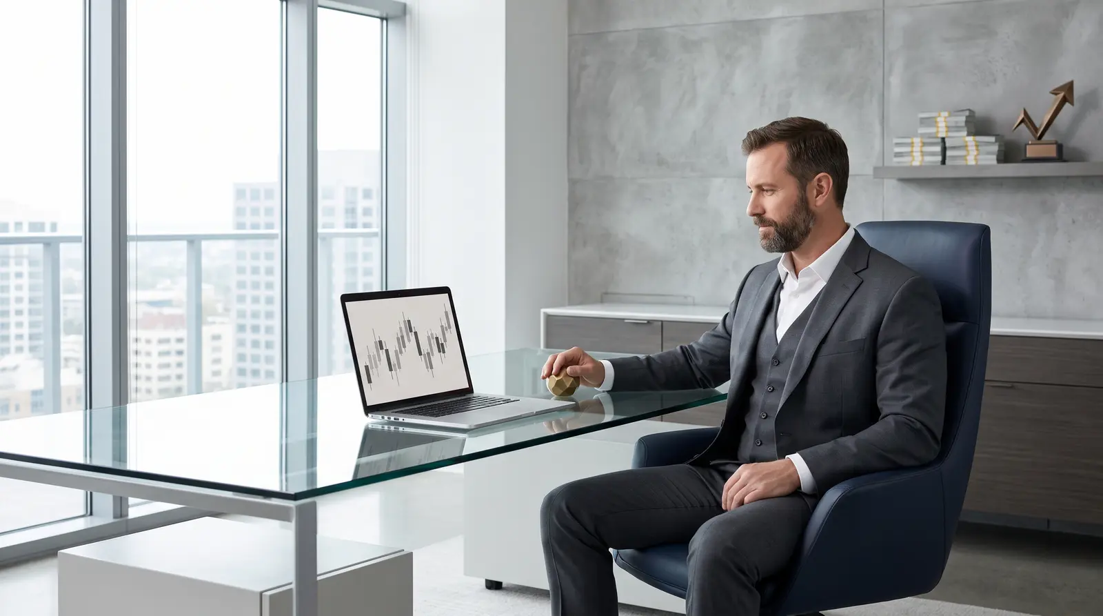 A clean, modern professional workspace designed for making calculated decisions between different trading evaluation tracks.
