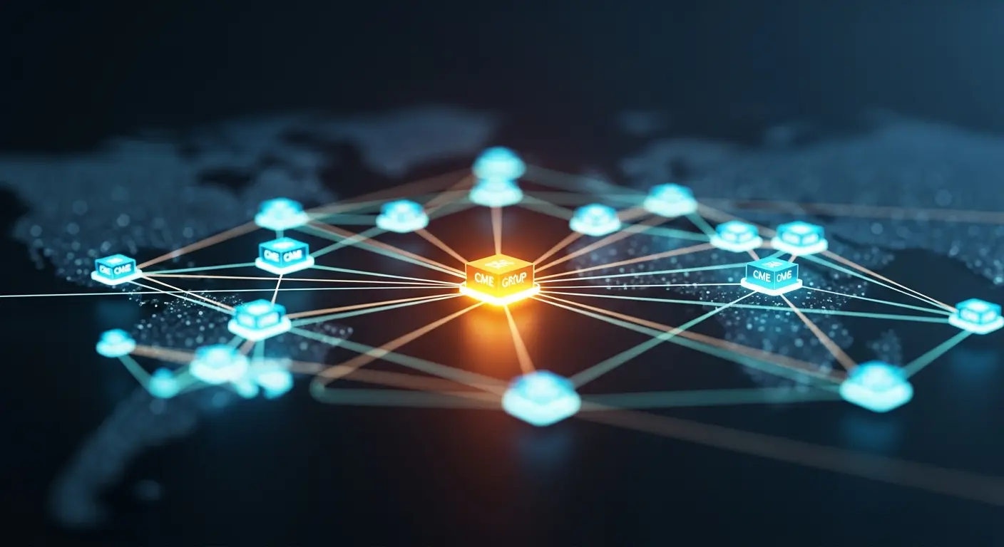 A digital network visualization representing the seamless integration between prop firm platforms and exchanges.