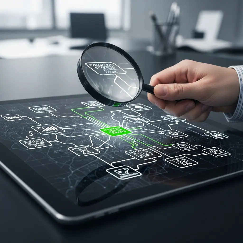 A person checking a path or document, representing verification of MyFundedFutures discount codes and plans