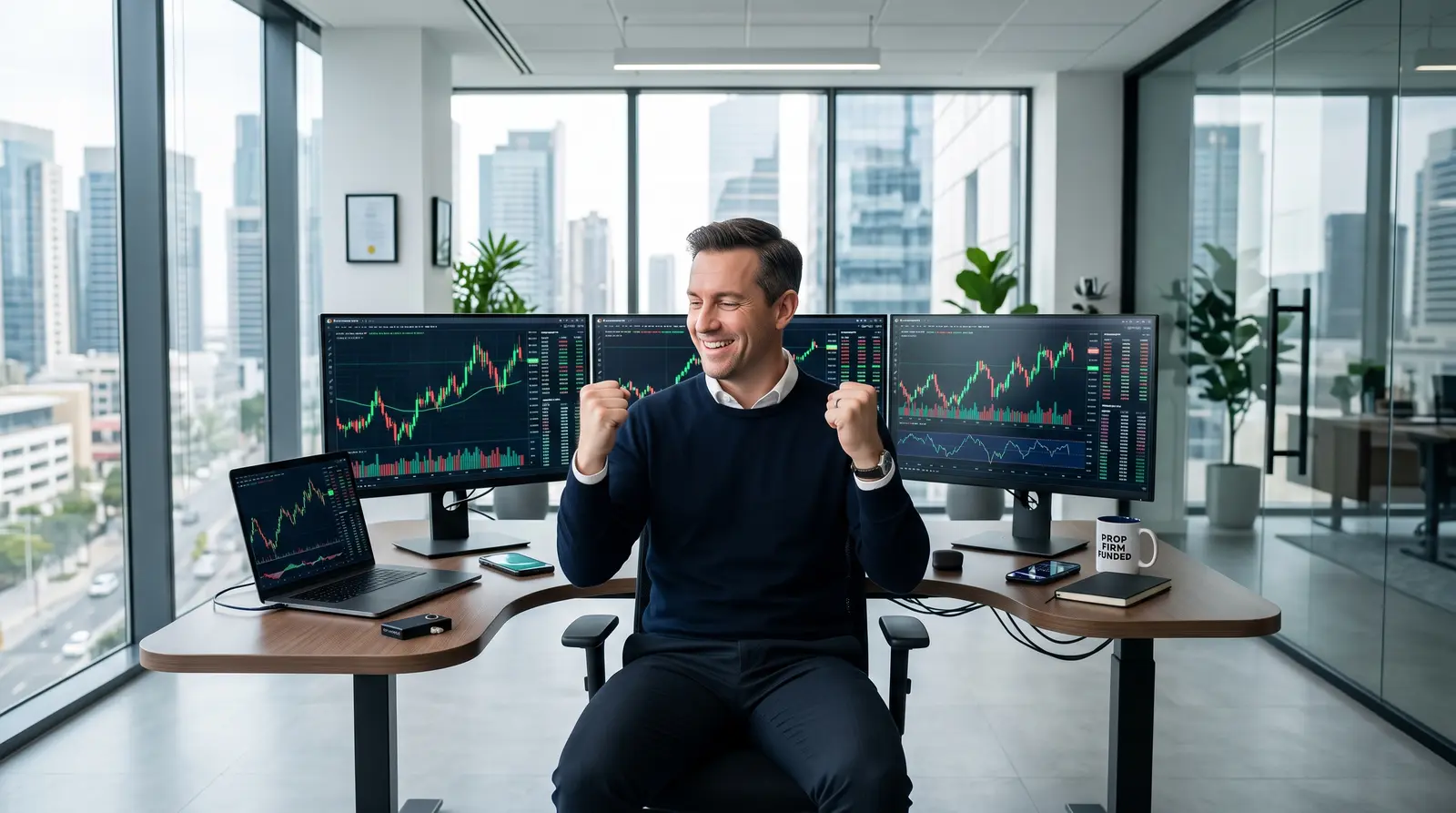 A clean workstation featuring crypto trading charts while comparing my funded perpetuals vs propr platforms.