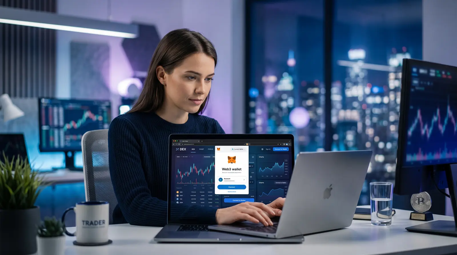 A close-up of a Web3 wallet interface, the core of on-chain prop firms explained.