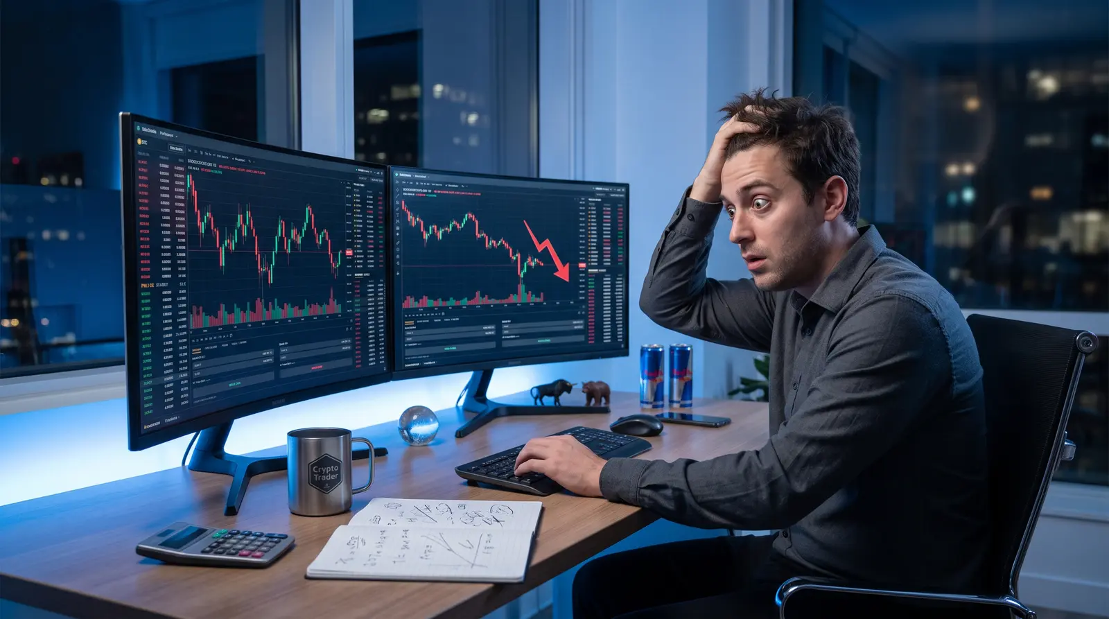 Modern monitor displaying cryptocurrency charts, illustrating how perpetual funded accounts work for professional traders.