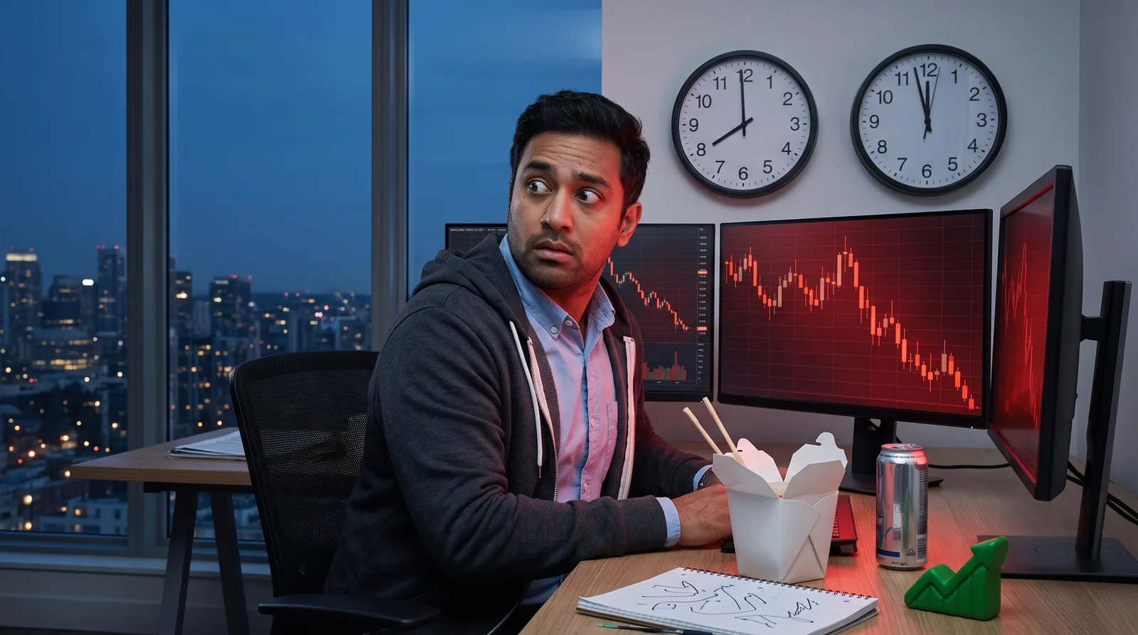 A trader realizing too late that the daily loss limit reset in the evening on a UTC clock