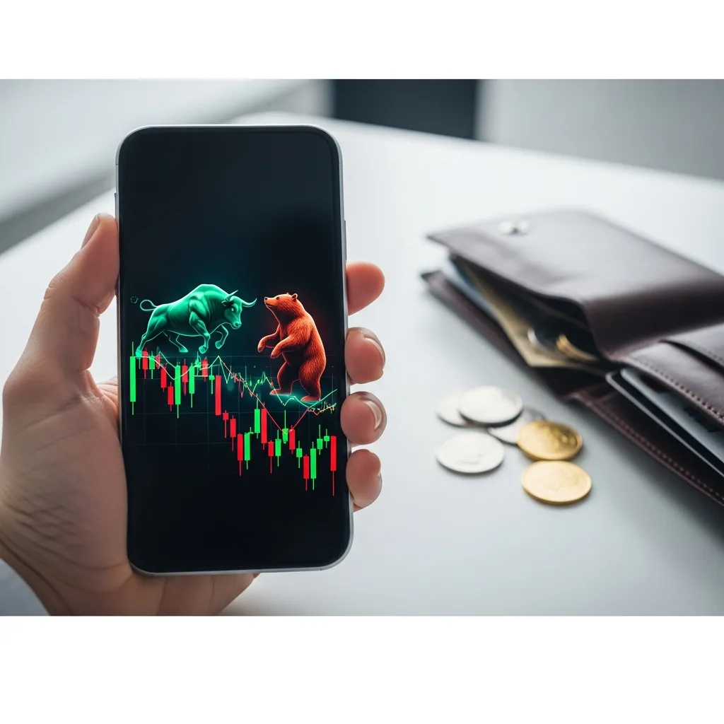 A hand holding a calculator displaying 'SAVINGS' with dollar signs, representing cost reduction on a trading challenge.