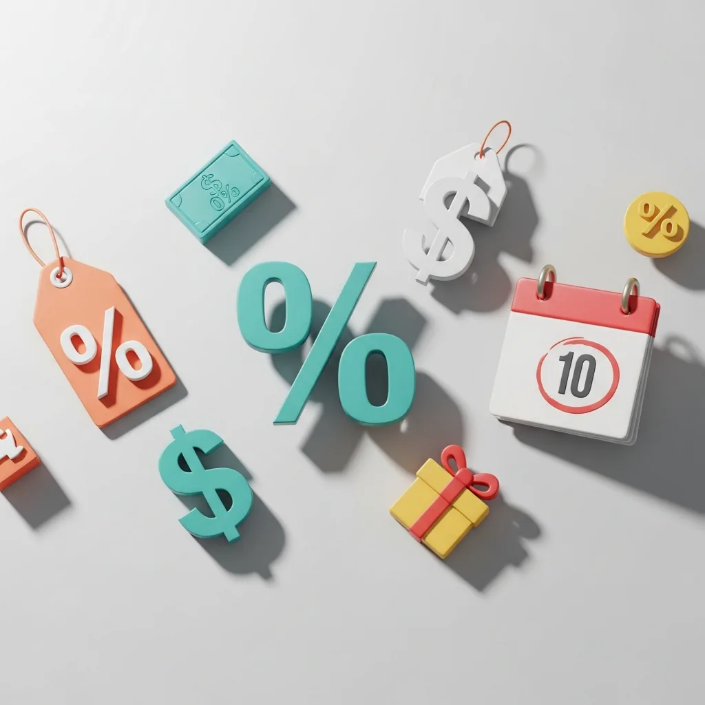 Various coupon codes and discount tags scattered, illustrating the diverse types of prop firm deals available.