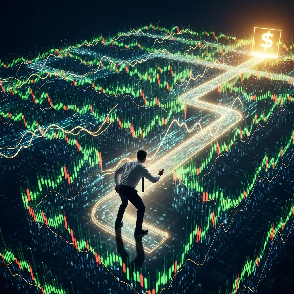 Trader navigating a complex maze of prop firm rules