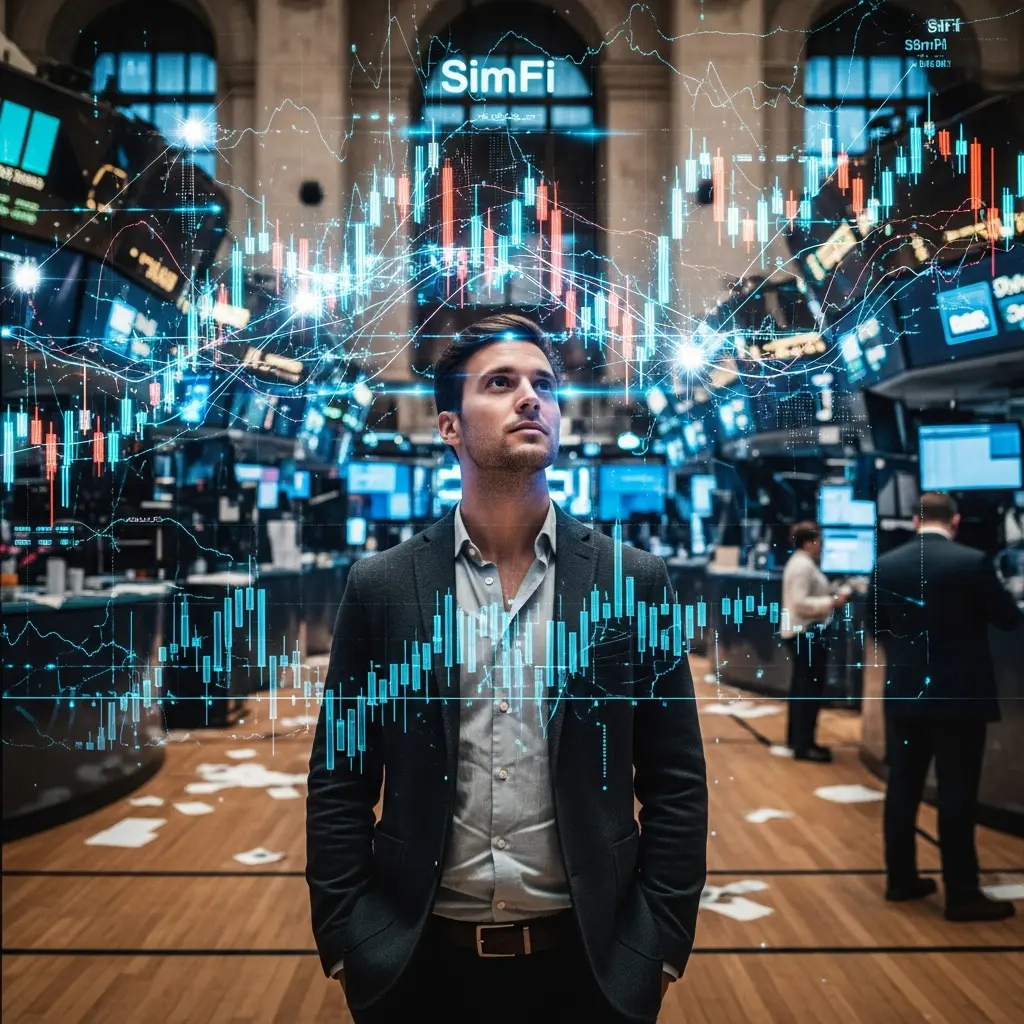 Conceptual overlay showing regulatory transparency and the SimFi trading model