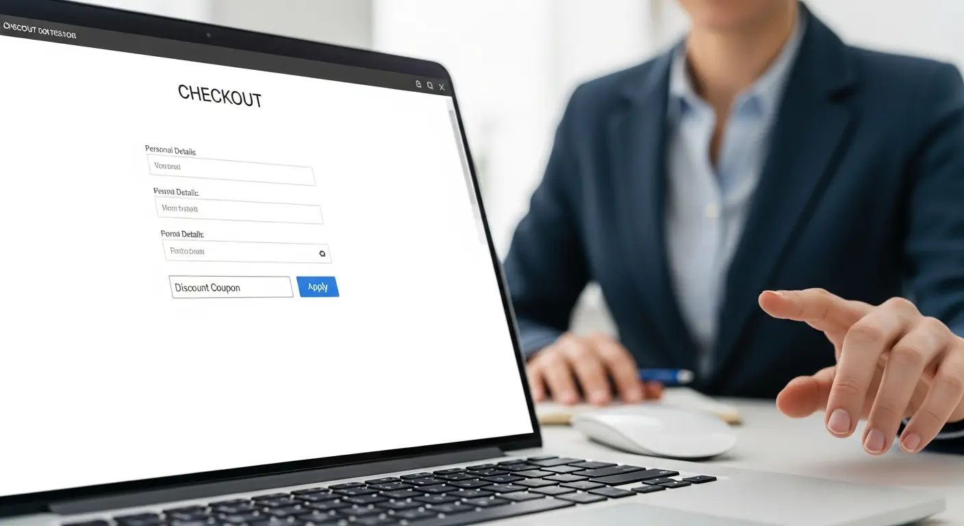Close-up view of a secure checkout screen where a trader applies a promotional discount code.