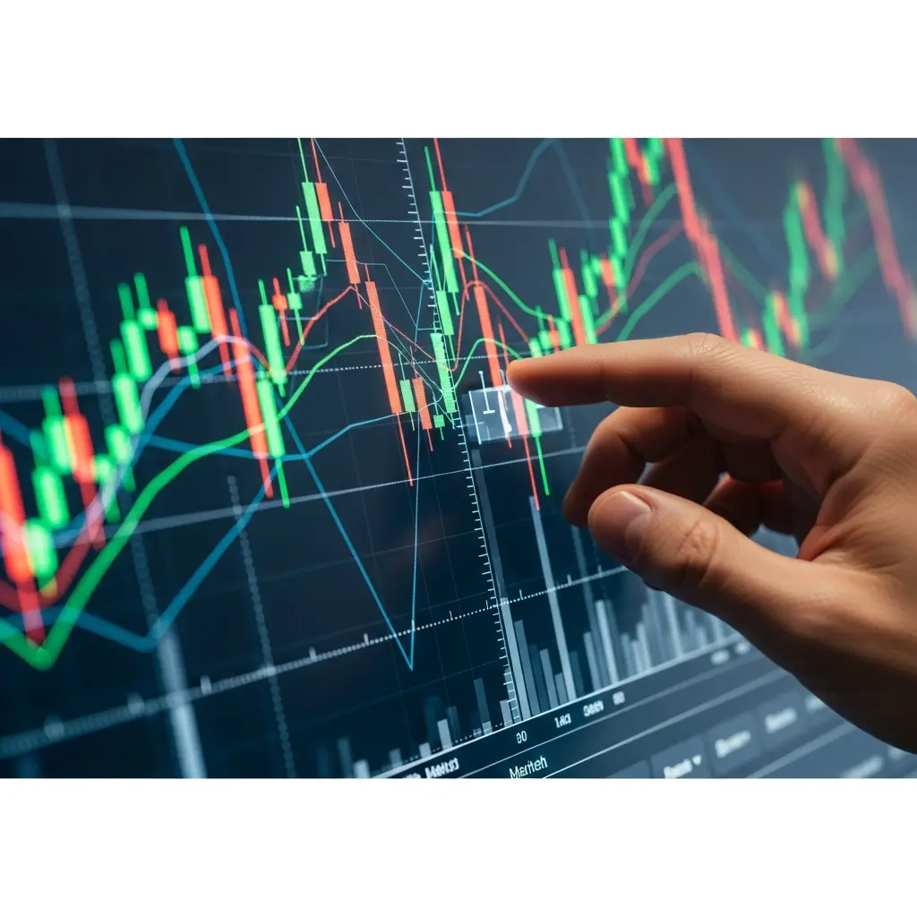 A professional's hand interacts with a financial chart, highlighting structured rules and risk management.