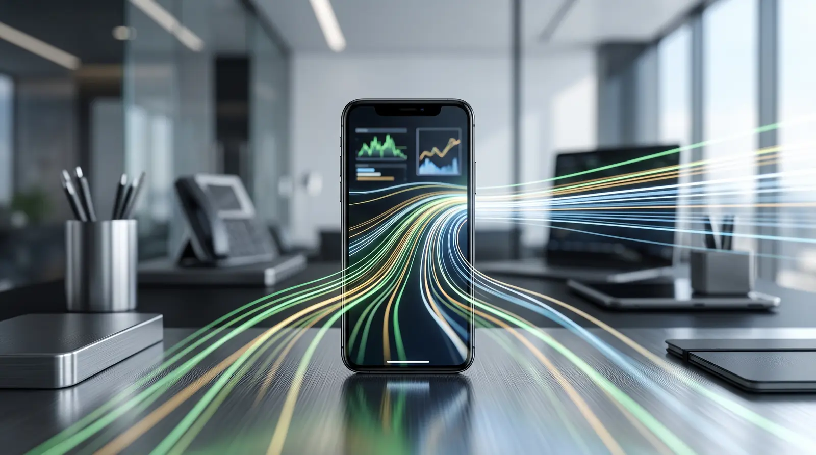 Smartphone screen showing fast trading software integration for platforms like TradingView and NinjaTrader.