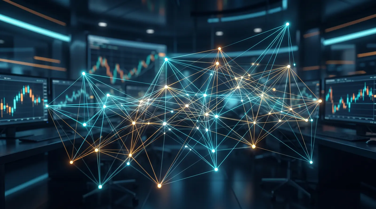 Digital data streams and network nodes illustrating the structure of various proprietary trading account models.
