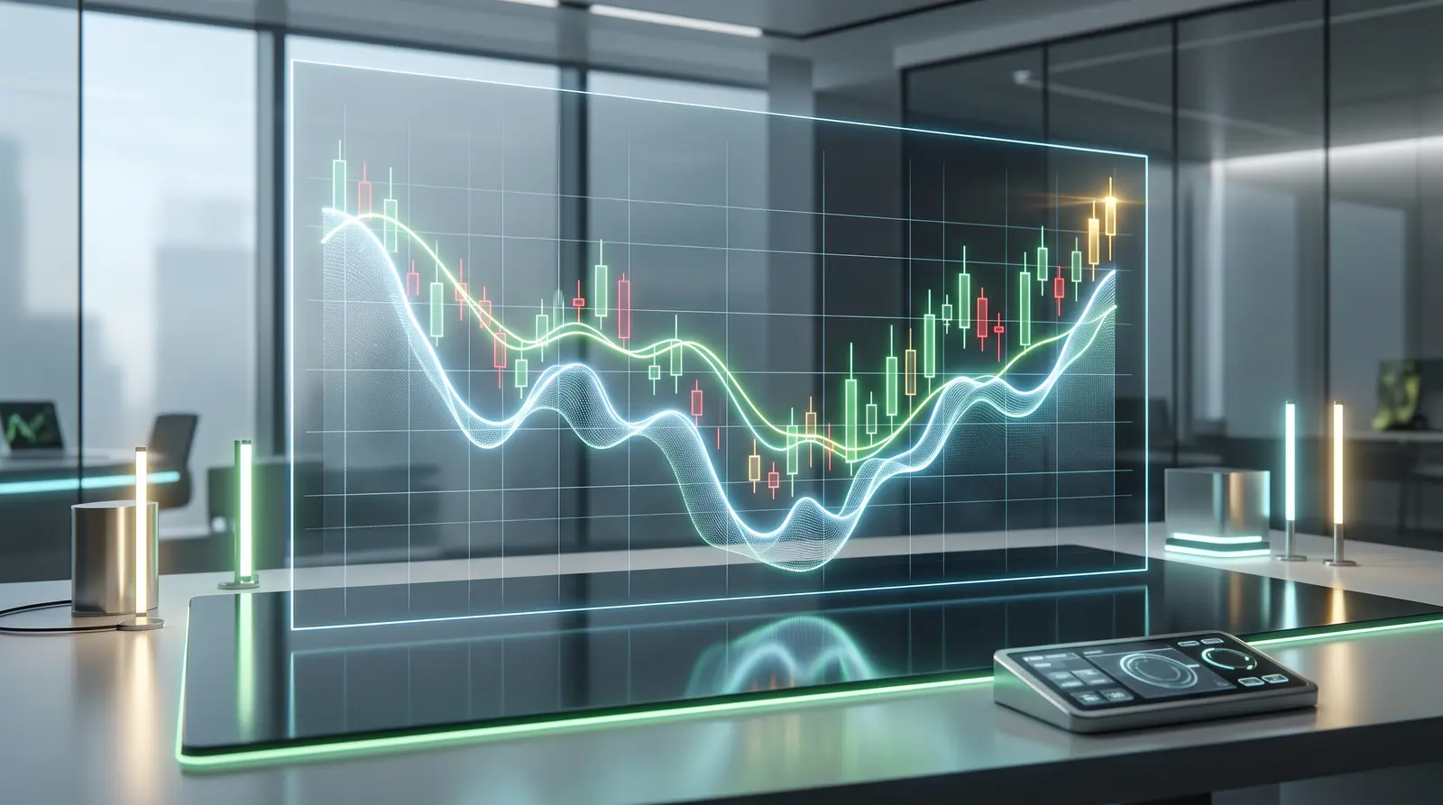 Digital visualization of mathematical drawdown limits for tradeify fx evaluation accounts on a dark background.
