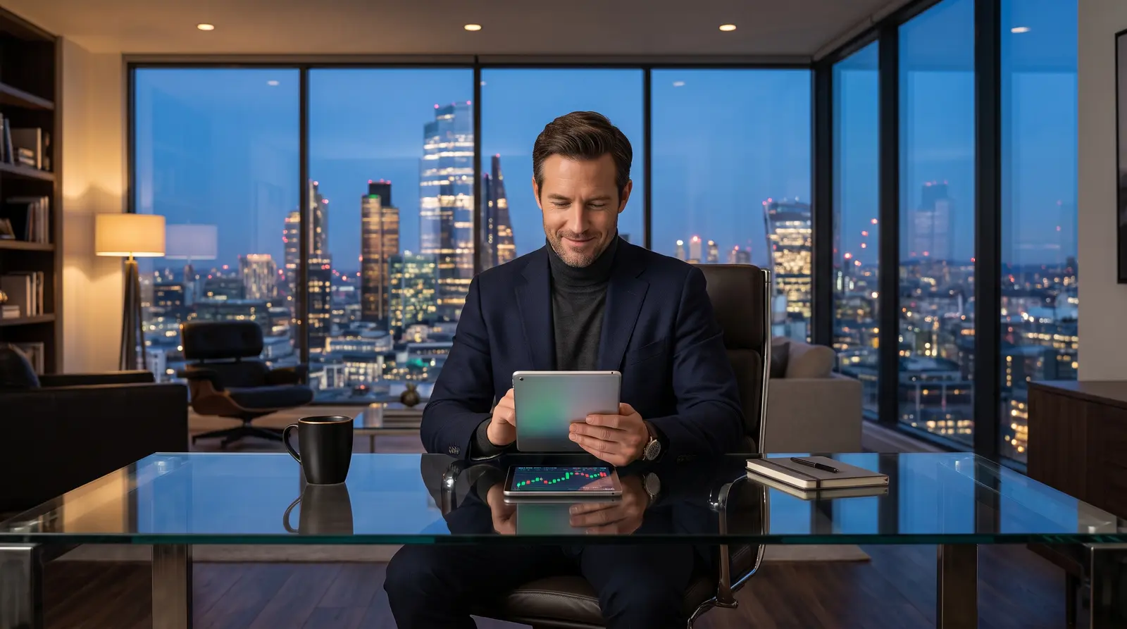 A successful trader checks their recent account payout and profit split on a mobile tablet.