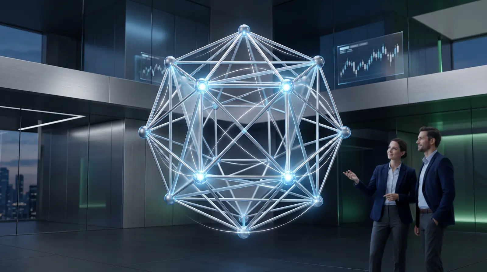 Conceptual network visualization showing seamless integration of trading platforms like TradingView and Quantower.